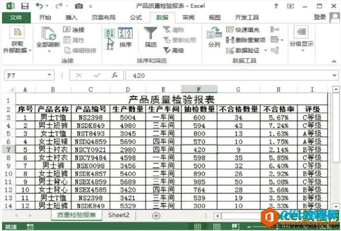 excel2013中一鍵排序而且序號不變化