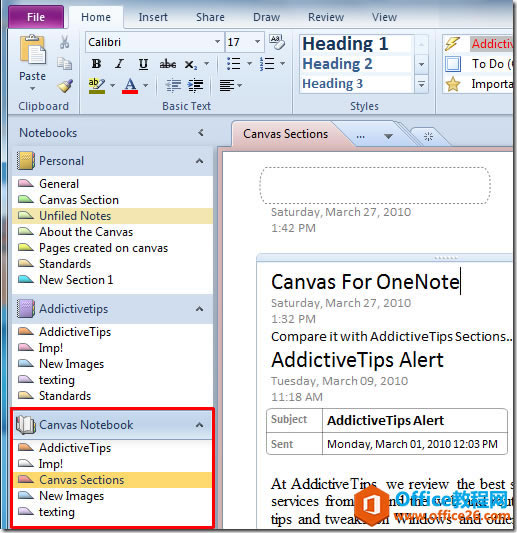 removeclutter OneNote 2007和OneNote 2010的Canvas擴展使用教程_本站