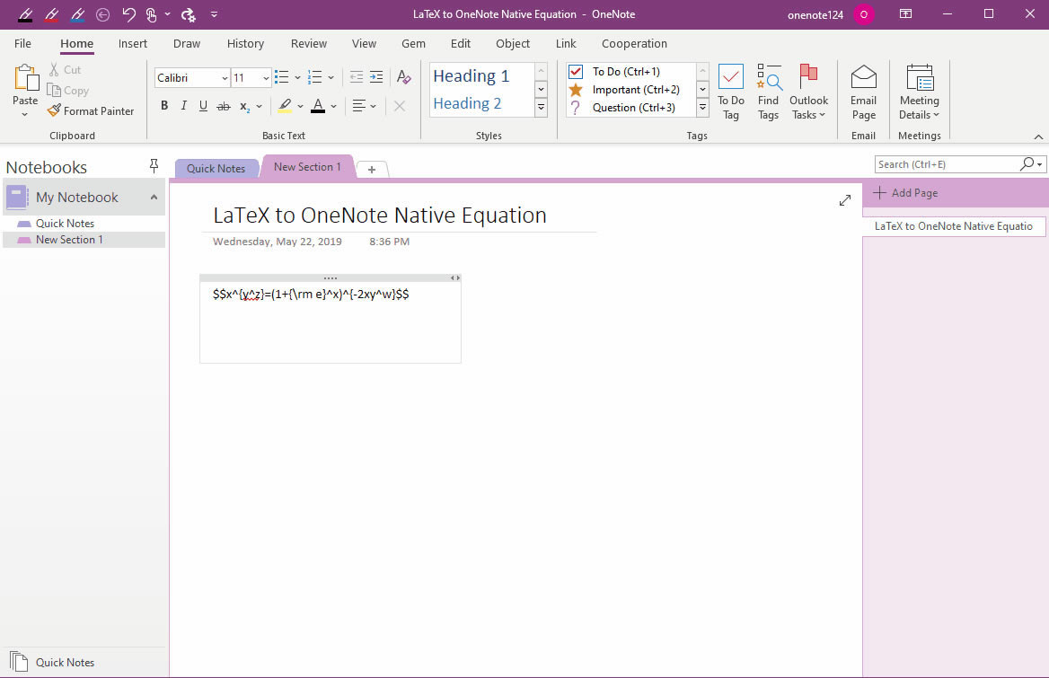 DQƁ LaTeX  OneNote ԭʽ