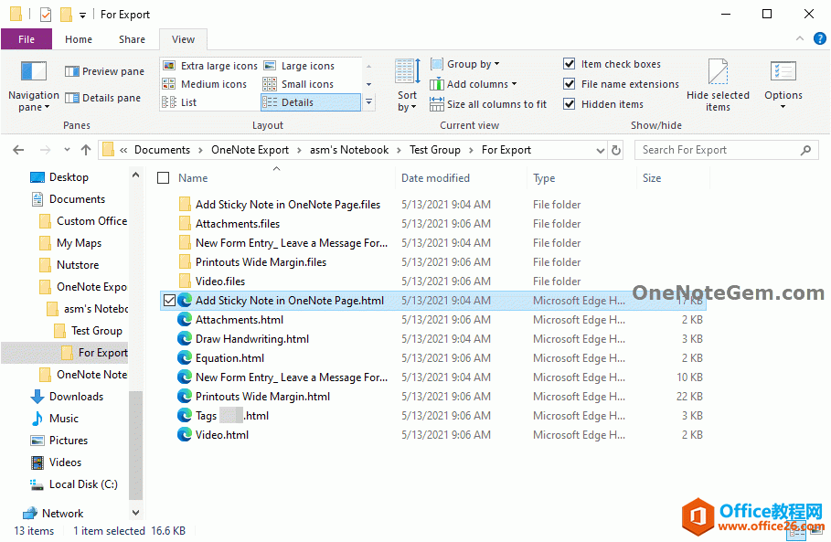 Ώ OneNote ЂݹPӛYֲ HTML ļ
