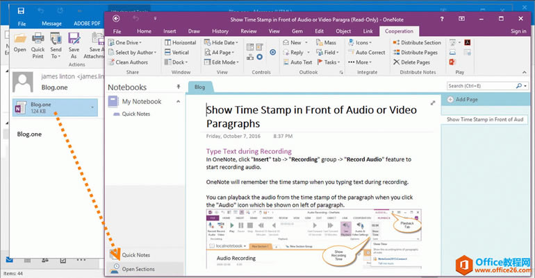 Ѹͨ^ Outlook ]l(f)һ OneNote օ^(q) .one ļ