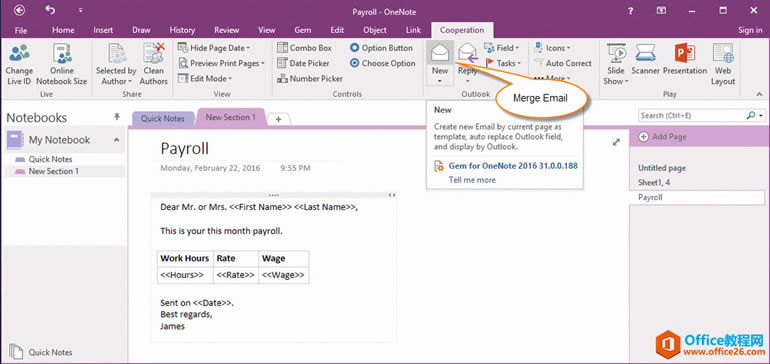 һ OneNote ģϲ]o Outlook