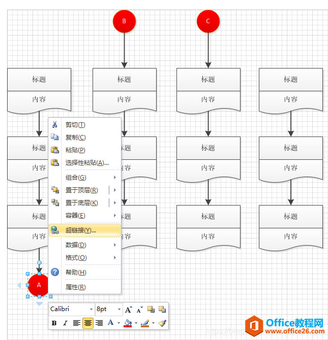 如何使用Visio中的頁面內引用（超鏈接），完成形狀之間的跳轉